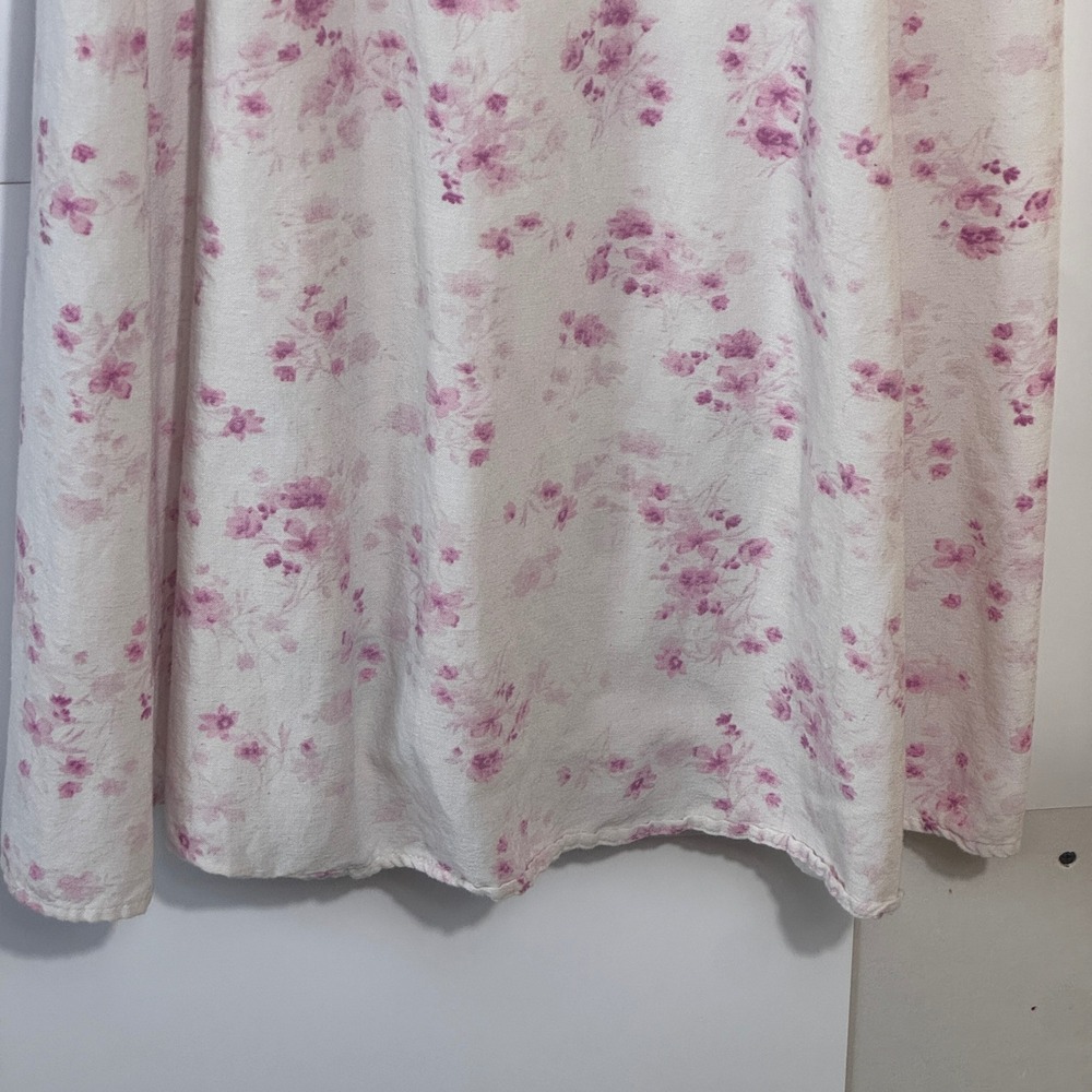 Sim Sam Floral Babydoll Midi Dress Women Size L Linen Blend Cottagecore Romantic - Picture 5 of 16